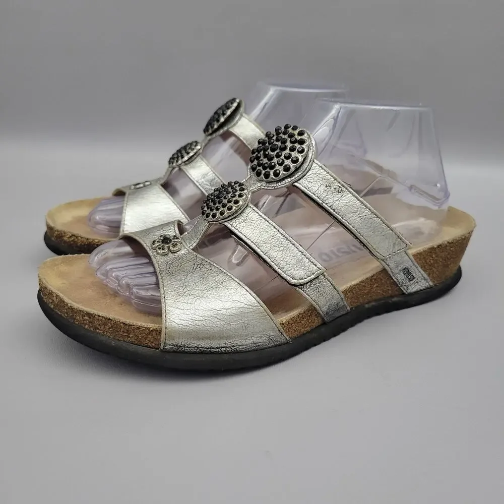 Mephisto Air-Relax Leather Jeweled Wedge Slide Sandals EU 41 / 11